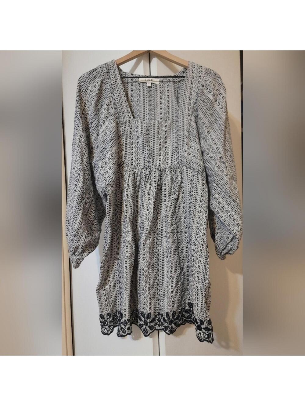 Joie Jade Linen Cotton Blend Dress Boho Hem Dolman Sleeve M